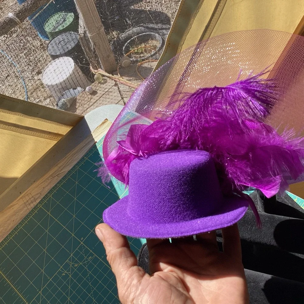 Tiny Victorian Purple Feather Hat Clip On Accessories Costume Steampunk Cosplay